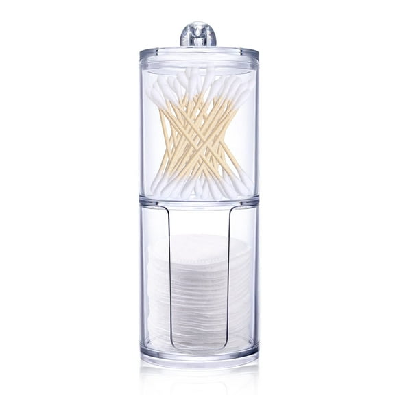 Acrylic Makeup Storage Organizer,Clear Cotton Pad Storage Cotton Bud Holder Cotton Pad Dispenser with Lid