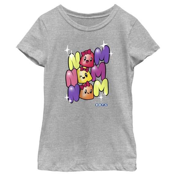 Girl's Dots Nom Nom Nom Graphic Tee Athletic Heather Medium