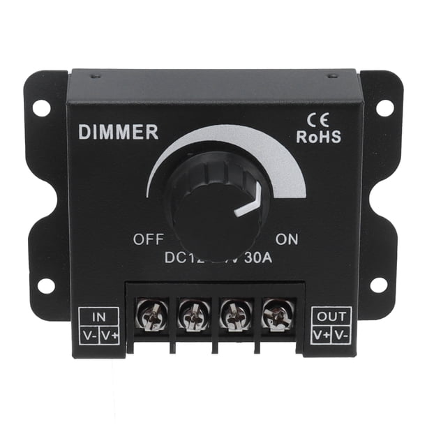 M Buder Controlador de Atenuación LED 30A PWM Unicolor de un Solo Canal Ajustable DC 12V-24V para Tiras de Luz 5050 3528 Carcasa de Metal Resistente