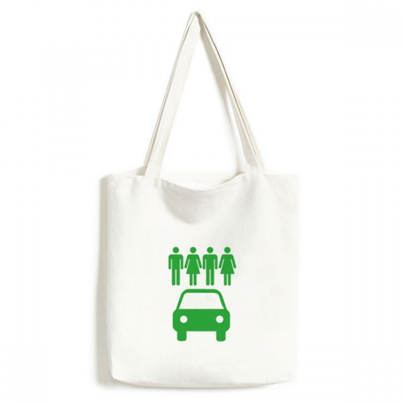 Four People Energy Vehicles Protect Environment Tote Canvas Bag Shopping Satchel Casual Handbag