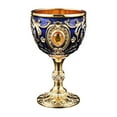 thumbnail image 1 of simhoa Metal Wine Cup Bar Wedding Rhinestone Decorative Retro Embossed Water Goblet Gold Deep Blue, 1 of 8