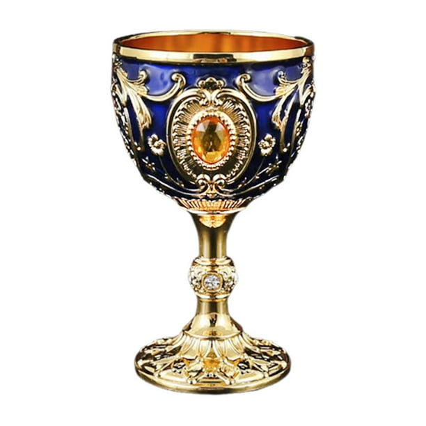 agua en relieve, vino metal, vajilla, decoración del hogar, mini cáliz reutilizable, para beber para bar, cena, champán Dorado azul profundo