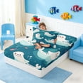 thumbnail image 4 of Manfei Cute Cartoon Seal Twin Sheet Sets for Kids Boys and Girls, Deep Ocean Fish Bedding 3-Piece, 1 Flat Sheet, 1 Fitted Sheet and 1 Pillowcase, 4 of 6