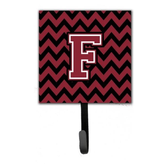 Letter F Chevron Garnet & Black Leash or Key Holder