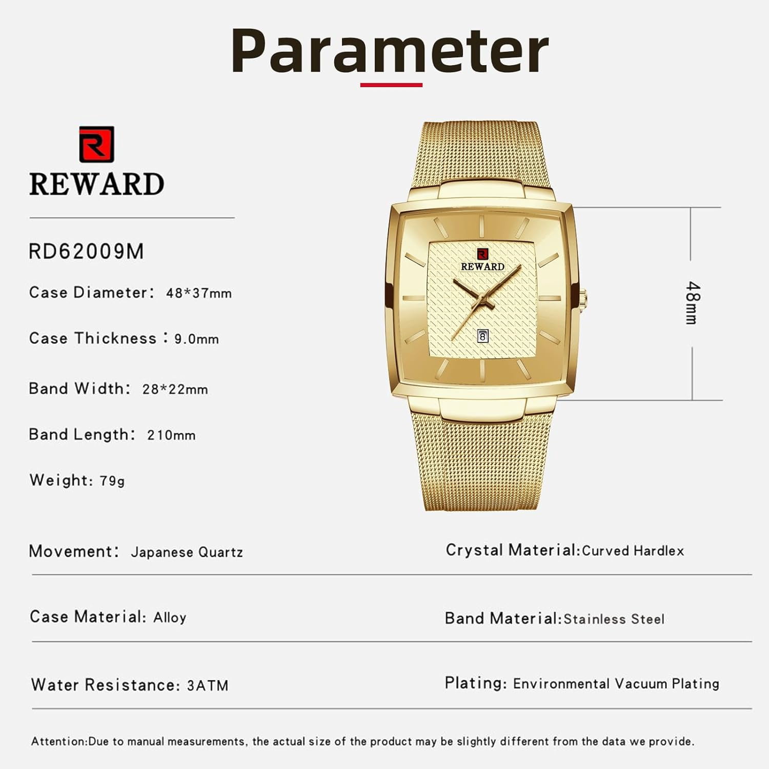 Watches Square Analog Quartz Stainless Steel Watches for Men Mesh Strap Waterproof Business Military Sport Wrist Watch with Date