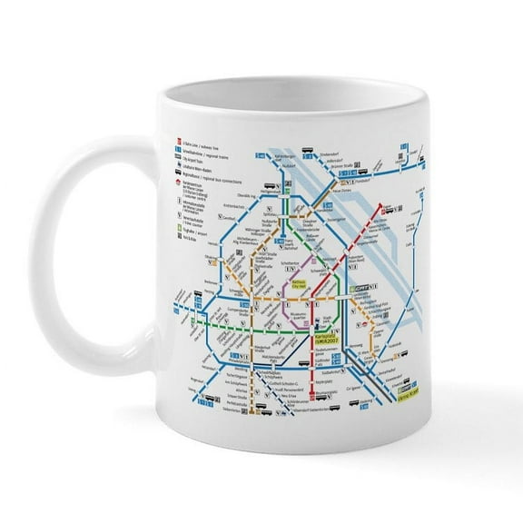 CafePress - Vienna Metro Map Mug - 11 oz Ceramic Mug - Novelty Coffee Tea Cup