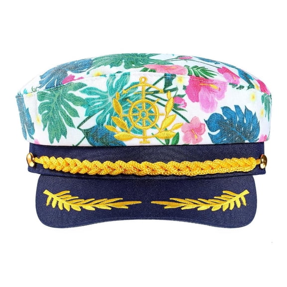 Giaone Print Yacht Party Hat for Women Men Hat Badge Captain Hat Props