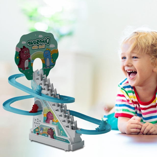 Little Dinosaur Climbing Stairs Toy Regalos novedosos Juguetes Montessori con luces intermitentes Music Slide Stairs Edad 3 4 5 6 Niños Niños , batería 3 dinosaurios Yotijar Juguetes para subir escaleras