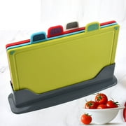 4 pieces Color-Coded Thick Plastic Cutting Board Mats, Set of 4, Color Coded with Food Icons, Back Grip Underside by Topboutique