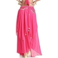 thumbnail image 5 of 35.4in 120D Chiffon Women's Belly Dance Skirt with Coins,Rose, 5 of 11