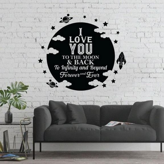 I Love You To The Moon And Back To Infinity And Beyond Forever And Ever - Full Moon And Stars Vinyl Wall Art Wall Decal Wall Sticker For Home Design Nursery Bedroom Office Décoration Size (20x20 inch)