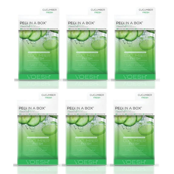 Voesh Deluxe Pedicure Pedi In A Box 4 In 1 Cucumber Fresh Pack of 6