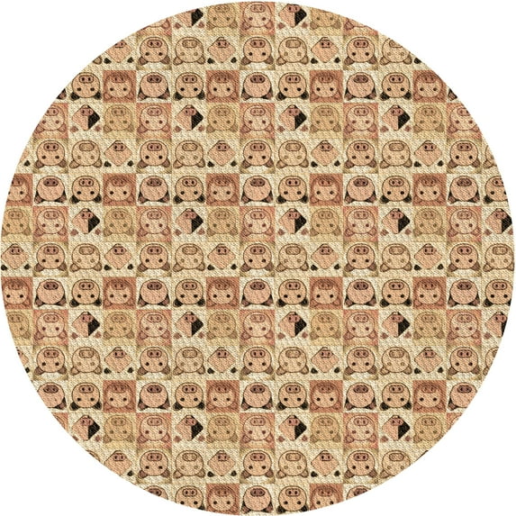 Ahgly Company Indoor Round Patterned Red Fox Red Area Rugs, 5' Round