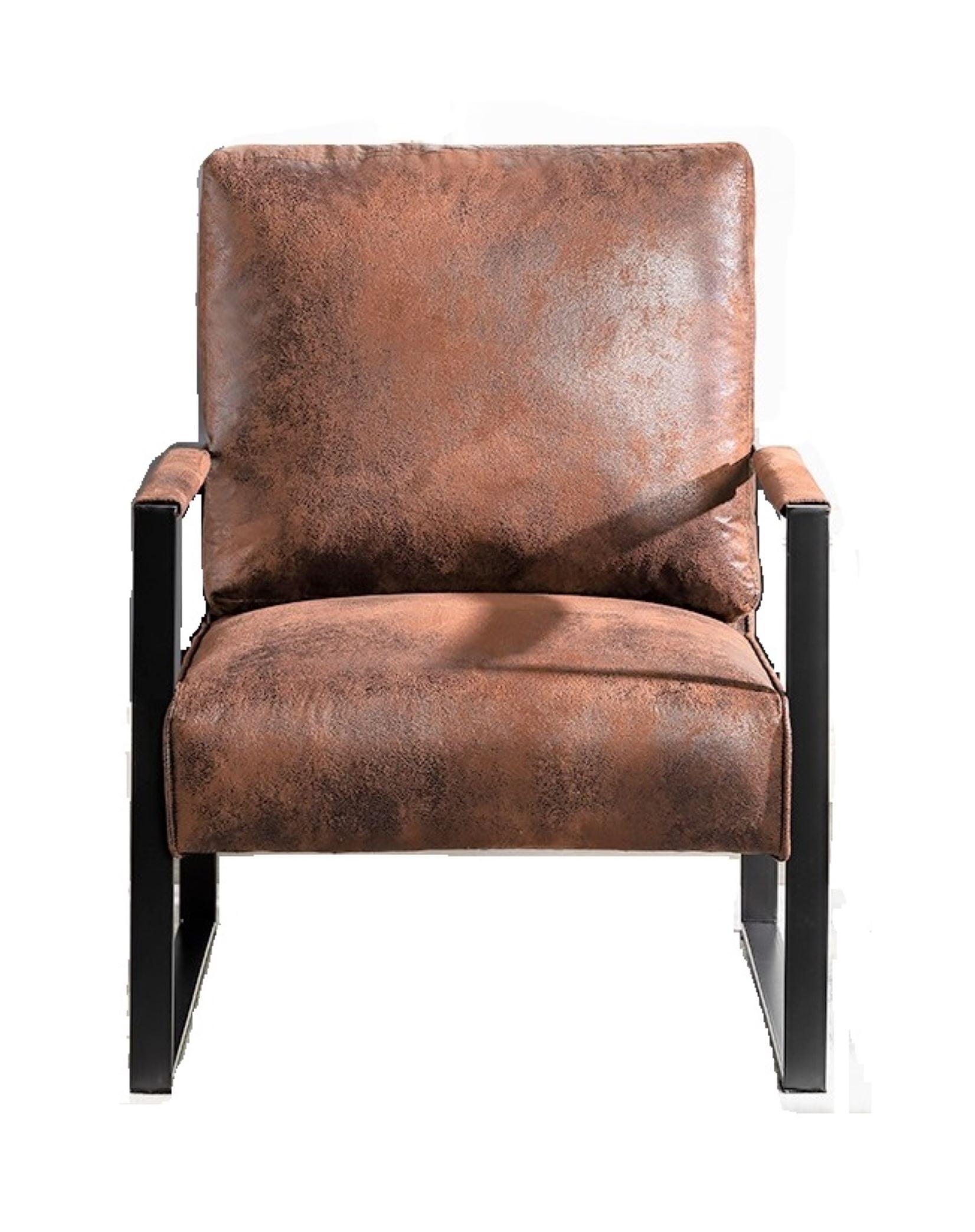 US Pride Furniture Hosam 25.4" PU/Microfiber Upholstery Metal Arms Chair Brown