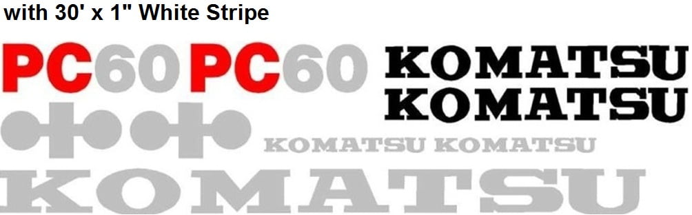 without White Stripe Komatsu PC60 Excavator Decal Set 