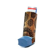 Carbon Fiber Skin Compatible With Ventolin HFA Asthma Inhaler Sticker Design Design Wooden Floral