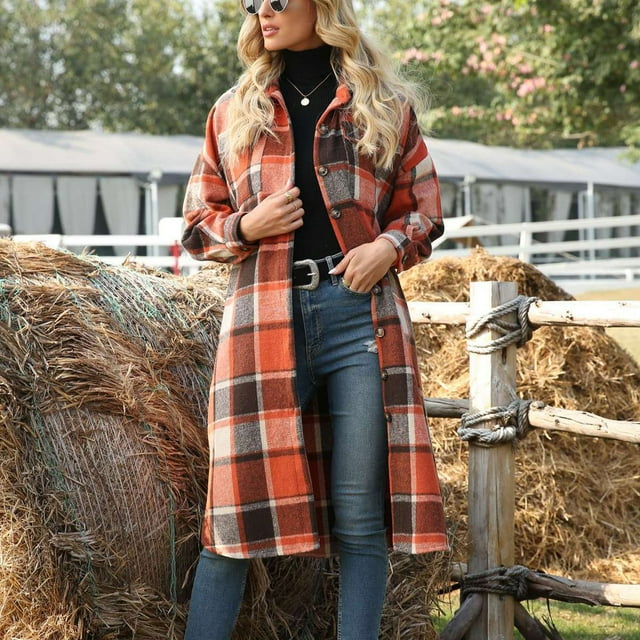 Abrigo de mujer, abrigo de mujer, chaqueta con estampado de cuadros, chaqueta con estampado de cuadros, chaqueta de mujer, respuesta rápida