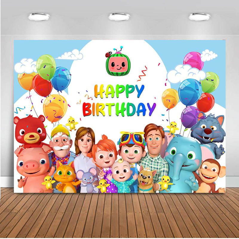 Cocomelon Family Backdrop Boys Birthday Party Baby Shower Photo Background Decor 