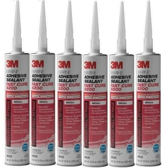 3M Marine Adhesive Sealant 5200 Fast Cure - White - 6 Pack, 10 fl oz Cartridge