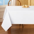 thumbnail image 2 of Collections Etc Basic Solid Color Rectangular Tablecloth Linen, 60" W x 90" L - Fits All Common Sized Rectangular Tables, Durable Hand Washable or Machine Washable, White, 60" X 90", 2 of 7