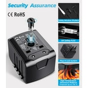 Universal Travel Adapter, Meromore European Travel Plug Adapter with Type C, Black
