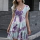 thumbnail image 3 of Vestido De Manga Corta Con Capas, Suave Y Elegante Vestido Teñido Anudado Dobladillo Suelto Para Ir De Compras Para La Fiesta De Vacaciones ANGGREK Púrpura XL, 3 of 8