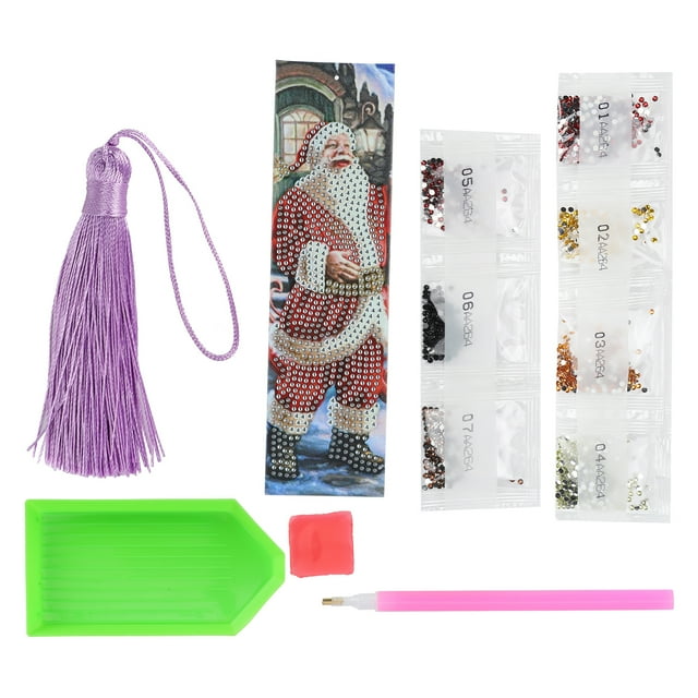 Marcapáginas con diseño de Papá Noel, pintura de diamantes, cuentas de diamantes de imitación, AA264
