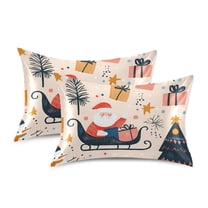 Yayeee Pillowcase King Size Set of 2 Satin Wrinkle Resistant Pillow Case, Beige Christmas Santa