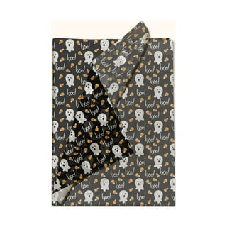 MR FIVE 60 Sheets Black Halloween Tissue Paper Bulk,20x 14,Halloween  Skull Tissue Paper for Gift Bags,Black with White Skull Spider Web Pattern