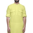 thumbnail image 2 of Atasi Indian Cotton Summer Kurta Mandarin Collar Long Kurta For Men, 2 of 5
