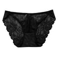 thumbnail image 1 of Gibobby Ropa interior para mujer de encaje Encaje transpirable de encaje sexy para mujer Ahueca hacia fuera y las nalgas Bragas breves puras(Negro,Talla única), 1 of 4
