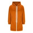 thumbnail image 4 of XIAONU Womens Hoodies Loose Fit Long Sleeve Zip Up Long Hooded Jacket Side Pockets Solid Color Winter Drawstrings Hoodie Coat Red M, 4 of 4