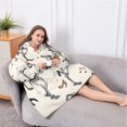 thumbnail image 5 of Oversized Wearable Blanket Hoodie,Halloween Dancing Skeletons Sherpa Blanket Hoodie with Super Pockets,Super Warm Fuzzy Pullover for Women & Men, 5 of 6