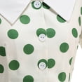thumbnail image 6 of Blmnix Women Dress Vintage Dress Tent Polka Dot Dress Under Dresses Collared Cocktail-Length Green Short Sleeve Adjustable Waist Going Out Dress,S, 6 of 8