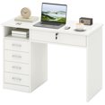 thumbnail image 1 of CoSoTower Home Office Desk with Storage, Computer Desk with Lockable Drawer and Open Compartment, White, 1 of 7