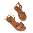 thumbnail image 2 of WIZUTIZ Sandales Plates pour Femmes Sandales de Randonnée Femmes Confortables Sandales de Plage Élastiques à Boucle Bout Rond Talon Bas (1 Pouces-2 Pouces) Moyen Imprimé Léopard Animal Sandales Sorties Offres Vacances Marron, 2 of 5