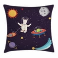 thumbnail image 1 of Explore Throw Pillow Cushion Cover, Hand Drawn Deer Astronaut in Space with Sun Moon Shooting Star and Alien Planet, Decorative Square Accent Pillow Case, 24 X 24 Inches, Multicolor, by Ambesonne, 1 of 2