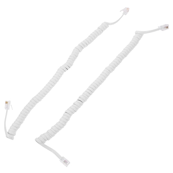 Beaupretty Coiled Telephone Cord White PVC ABS Copper 2Pcs Stable Signal Transmission