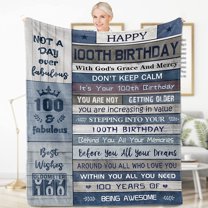 100th Birthday Decorations, 100th Birthday Gift for Women, Gifts for 100 Year Old Woman Man, Best Gifts for 100 Year Old Grandma Grandpa, 1922 Happy 100 Year Old Birthday Blanket 50"x60"