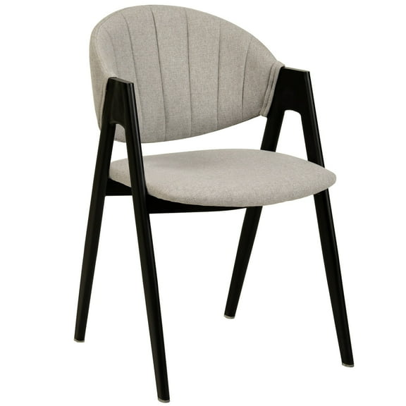 LeisureMod Dining Chair Upholstered in Polyester Curved Back and Padded Seat with Powder-Coated Iron Base for Modern Home, Kitchen, and Office Savor Collection in Grey
