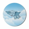 thumbnail image 1 of Animal Mouse Pad for Computers, Baby Flying Clouds Comic Humor Happiness Kids Caricature Illustration, Round Non-Slip Thick Rubber Modern Gaming Mousepad, 8" Round, Pale Blue, by Ambesonne, 1 of 2
