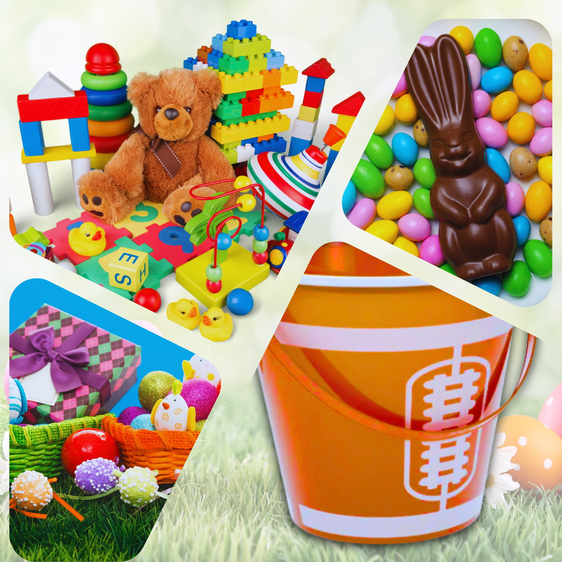 (3) Sports Themed Easter Buckets with Handle, 7-Inch Plastic Basketball Football Soccer Designs Reusable Baskets for Egg Hunts Party Favors Gift Picnic Basket Home Office Organizer