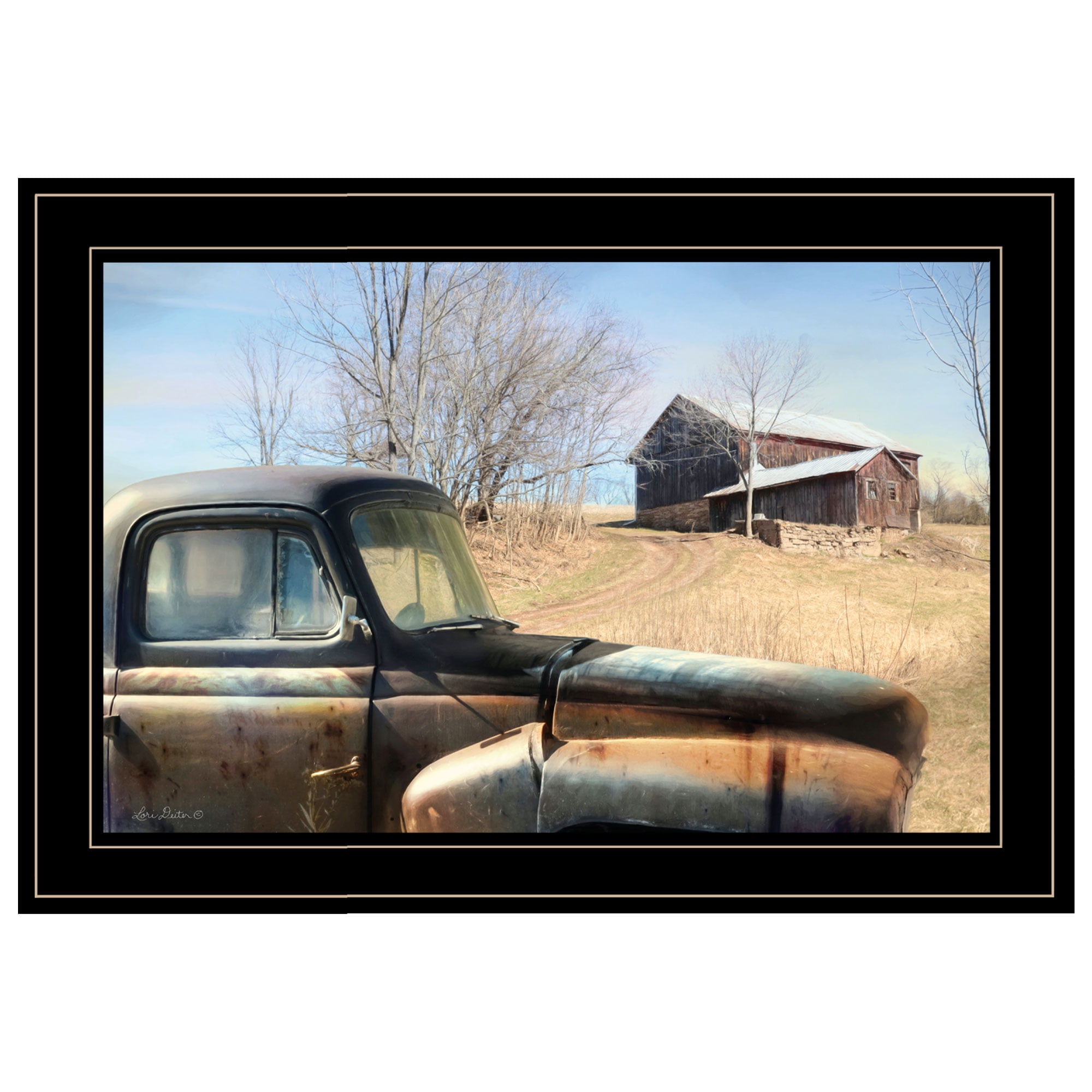 Vintage Farm Trucks by Lori Deiter, Ready to Hang Framed Print, Black
