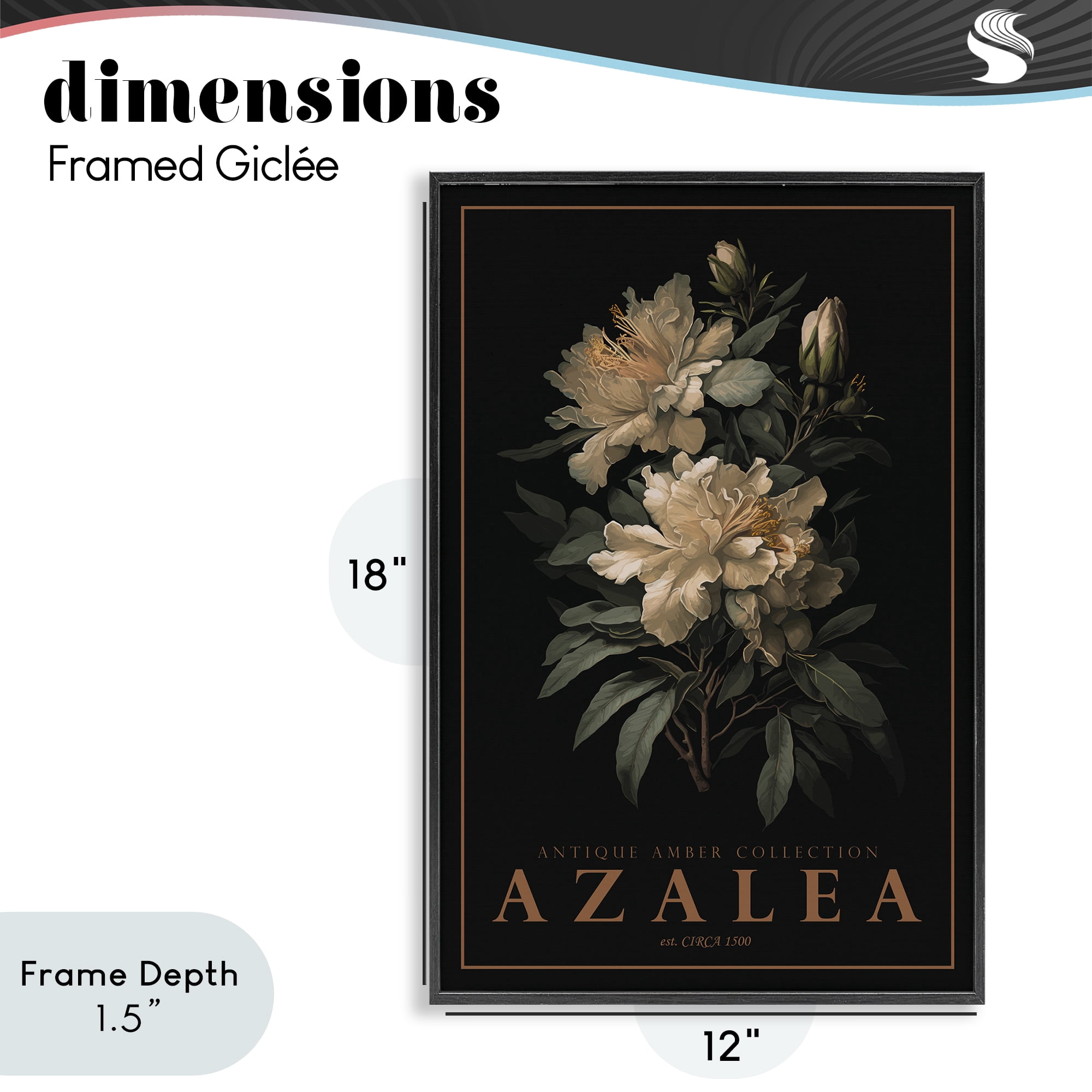 Stupell Industries Antique Azalea Light Black Framed Giclee Art, design by Chris Giampietro