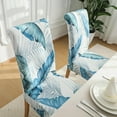 thumbnail image 3 of Chair Covers for Dining Chairs Set of 6,Blue Floral Stretch Dining Room Chair Cover Kitchen Parsons Chair Slipcovers (Pack of 6, Blue+Floral), 3 of 6