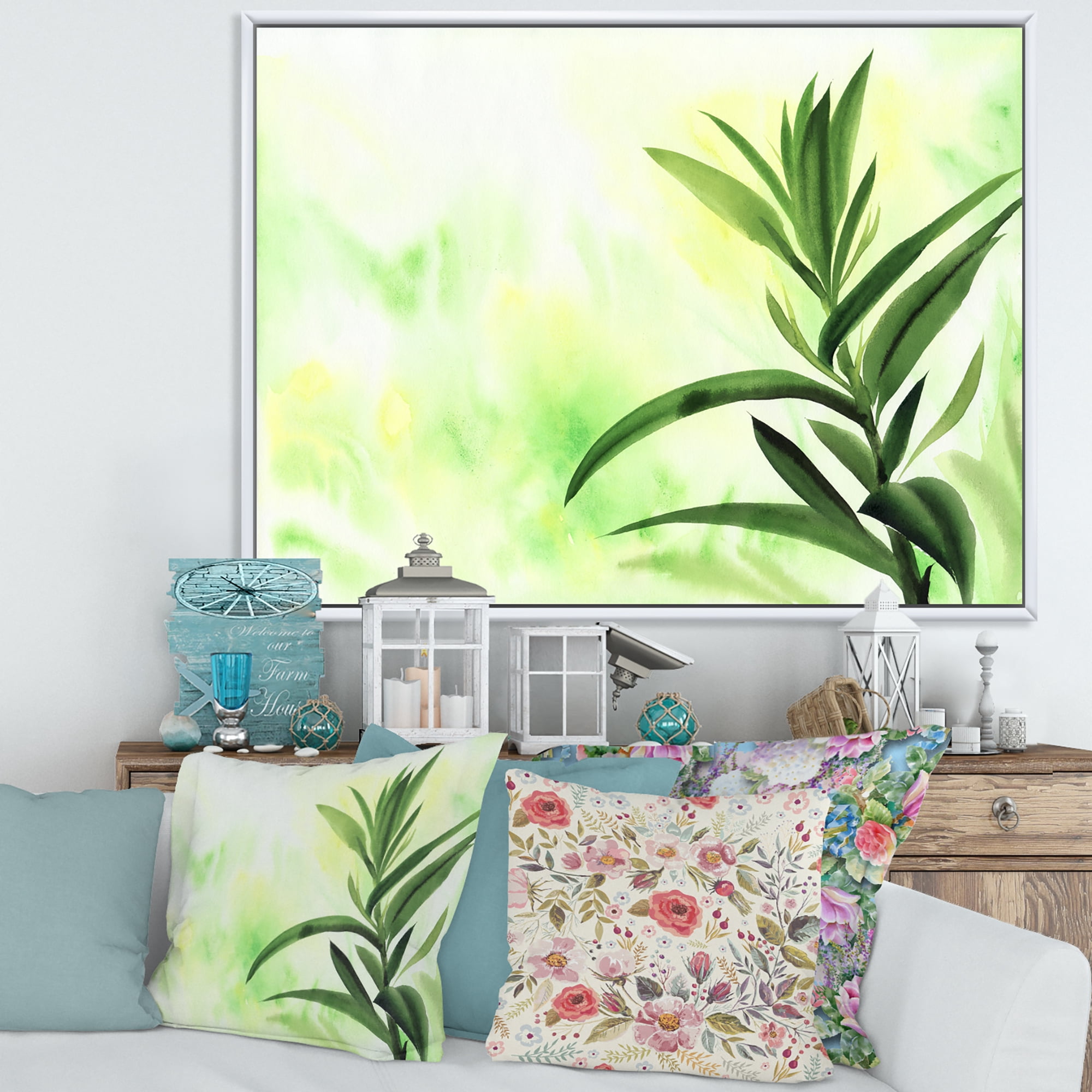 Designart 'Bamboo Palm Detail I' Traditional Framed Canvas Wall Art Print