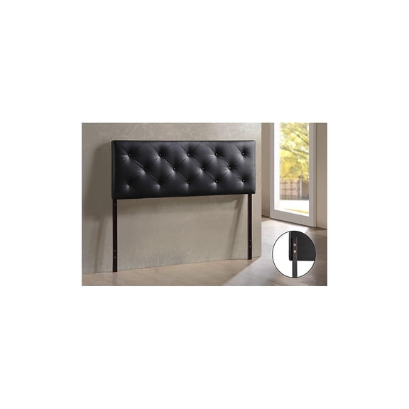 Kingfisher Lane Faux Leather Upholstered Queen Headboard in Black