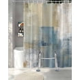 thumbnail image 3 of Split Shower Curtain for Transfer Bench, Blue Grey Beige Fabric Shower Curtains for Bathroom, Abstract Modern Art Oil Painting Tub Sliding Transfer Bench Waterproof Bath Curtains 72"x84", 3 of 9