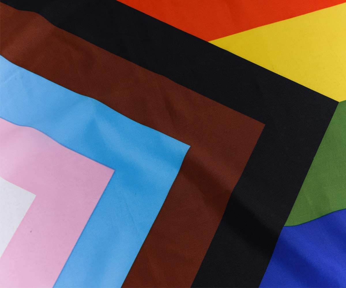 Homissor Progress Pride Rainbow Flag 3x5 ft- LGBT Community Gay Pride Lesbian Transgender Bisexual Flags Banner UV Fade Resistant for Indoor Outdoor - image 2 of 9