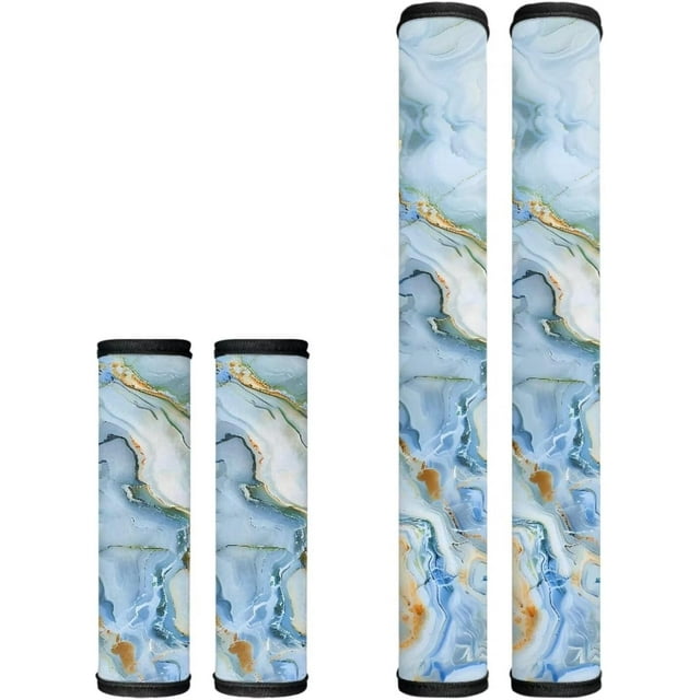 Hinthetall Blue Marble Covers for Refrigerator Microwave Handles, Set of 4, Washable, Keep Your Kitchen Appliances Clean, Anti-Skid, Refrigerator Handle Covers